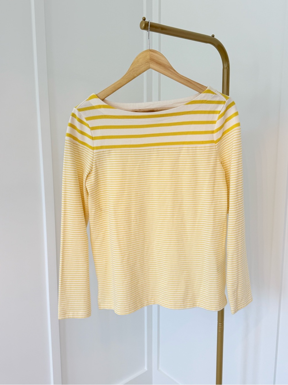 GAP Yellow and Cream Striped Long-Sleeve Tee